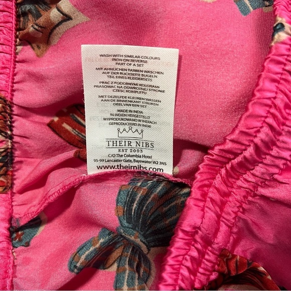 Their Nibs Women’s Medium Satin Shortie Pyjamas Pink Bow Print Sleepwear NWOT - Picture 12 of 13